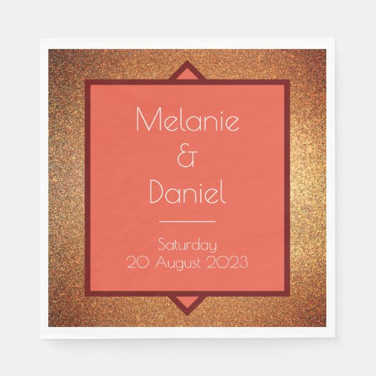 Modern Art Deco Gatsby Glitter Wedding Servet (Voorkant)