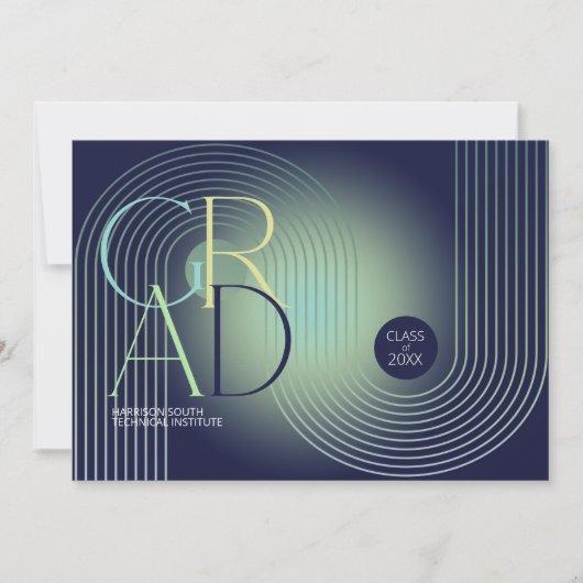 Modern Art Deco Geometric Afstuderen Navy ID906 (Voorkant)