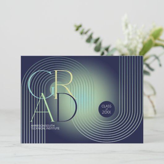 Modern Art Deco Geometric Afstuderen Navy ID906 (Staand voorkant)