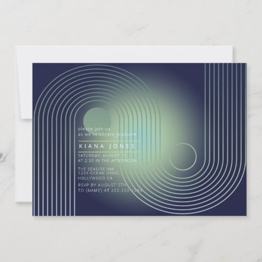 Modern Art Deco Geometric Afstuderen Navy ID906 (Achterkant)