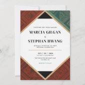 Modern Art Deco Geometric Diamond Frame Wedding  Kaart (Voorkant)