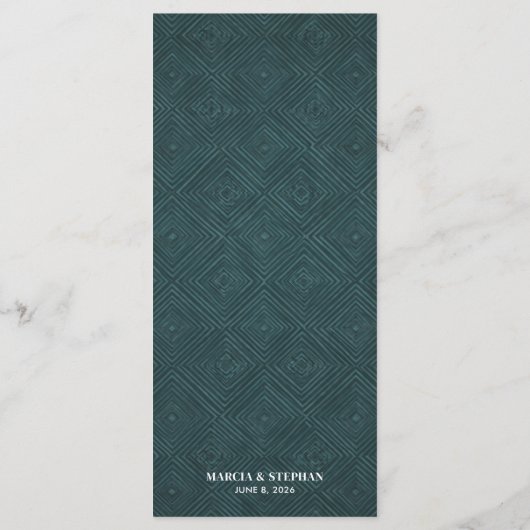 Modern Art Deco Geometric Diamond Frame Wedding Menu (Achterkant)