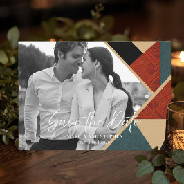 Modern Art Deco Geometric Save The Date Card Kaart