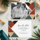 Modern Art Deco Geometric Save The Date Card Kaart
