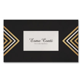 Modern Art Deco Gold White Chevron Black Magnetisch Visitekaartje