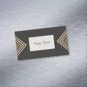 Modern Art Deco Gold White Chevron Black Magnetisch Visitekaartje (Voorbeeld)