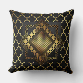 Modern Art Deco Golden Black Gold Geometric Kussen
