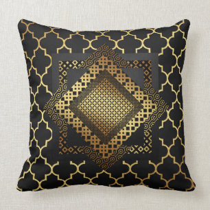 Modern Art Deco Golden Black Gold Geometric Kussen