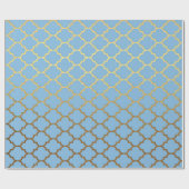 Modern art Deco Golden Blue Geometric Vip Cadeaupapier (Vlak)