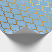 Modern art Deco Golden Blue Geometric Vip Cadeaupapier (Hoek)