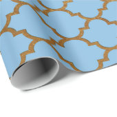 Modern art Deco Golden Blue Geometric Vip Cadeaupapier (Rol Hoek)