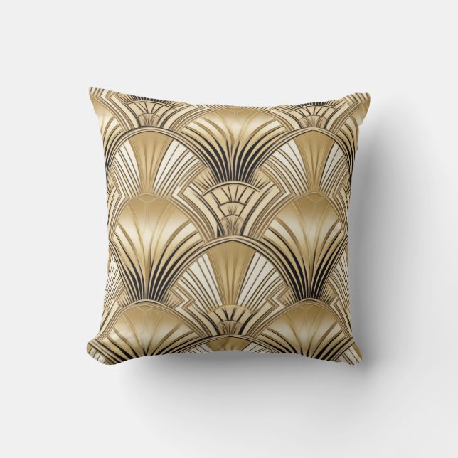 Modern Art Deco goud ivoor Kussen (Voorkant)
