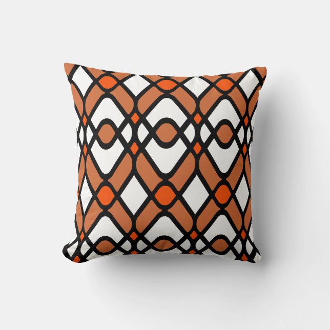 Modern Art Deco in Oranje en zwart Kussen (Voorkant)