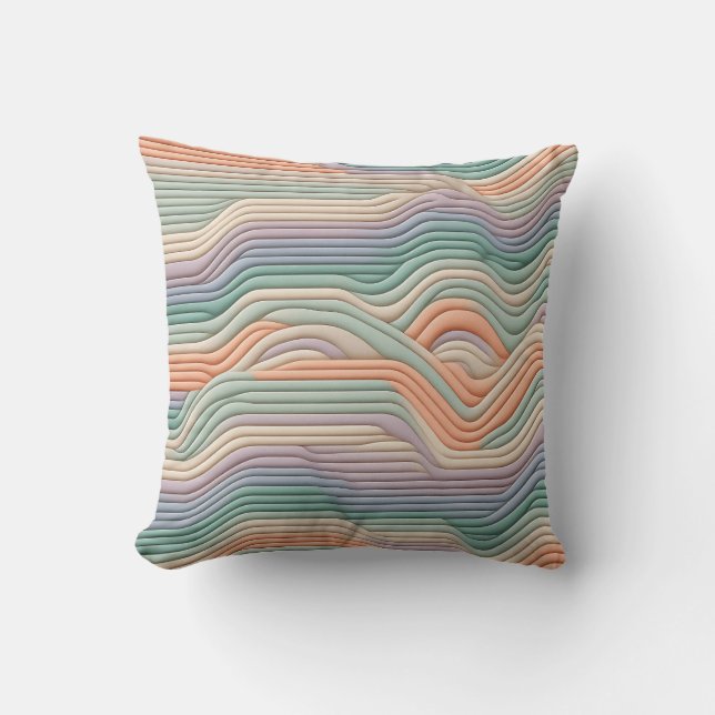 Modern Art Deco-InspiDesign met Wavy Pastel Strip Kussen (Voorkant)