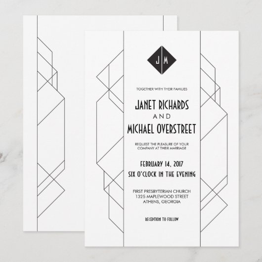 Modern Art Deco Kaart (Voorkant / Achterkant)