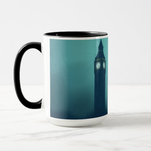 Modern Art Deco London Foggy Skyline Custom Mok (Links)