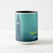 Modern Art Deco London Foggy Skyline Custom Mok (Midden)