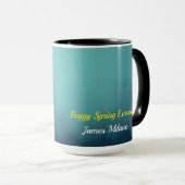 Modern Art Deco London Foggy Skyline Custom Mok (Voorkant rechts)