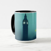 Modern Art Deco London Foggy Skyline Custom Mok (Voorkant links)