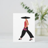 Modern Art Deco mode meisje rood zwart Briefkaart (Staand voorkant)