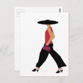 Modern Art Deco mode meisje rood zwart Briefkaart (Voorkant / Achterkant)
