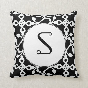 Modern Art Deco Monogram zwart-wit Kussen