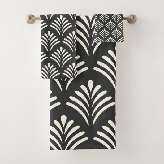 Modern Art Deco Motif Pattern Black and White Bad Handdoek (Insitu)