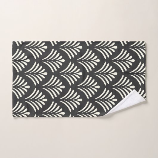 Modern Art Deco Motif Pattern Black and White Bad Handdoek (Handdoek)