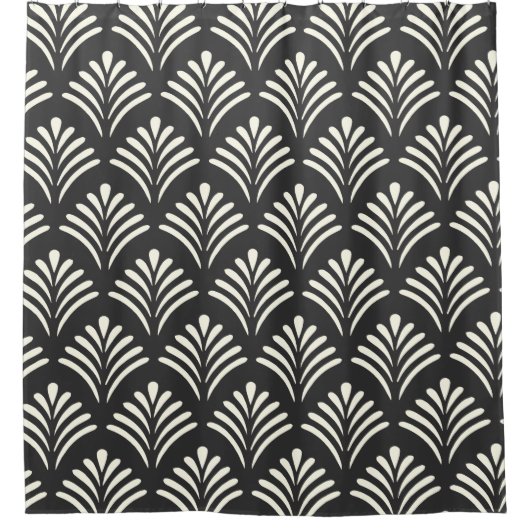 Modern Art Deco Motif Pattern Black and White Douchegordijn (Voorkant)