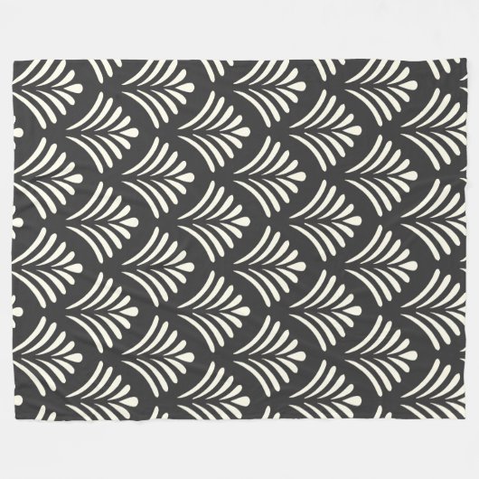 Modern Art Deco Motif Pattern Black and White Fleece Deken (Voorkant (Horizontaal))