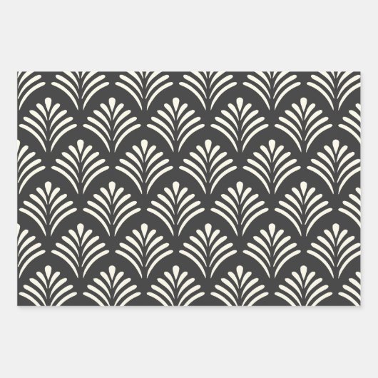 Modern Art Deco Motif Pattern Black and White Inpakpapier Vel (Voorkant 2)