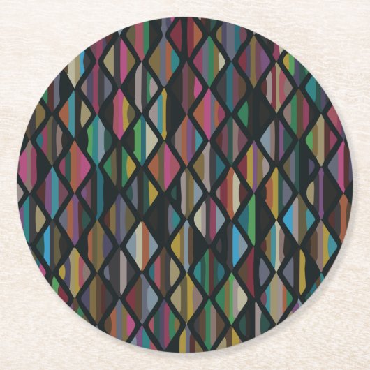 Modern Art Deco Multicolor Ronde Kartonnen Onderzetter (Voorkant)