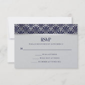 Modern Art Deco | Navy en Faux Silver RSVP (Voorkant)