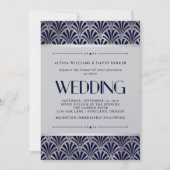 Modern Art Deco | Navy en Faux Silver Wedding Kaart (Voorkant)