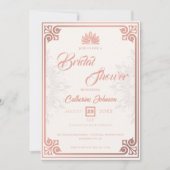 Modern Art Deco Peacock Roos Roze Vrijgezellenfees Kaart (Voorkant)