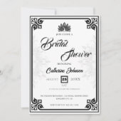 Modern Art Deco Peacock Zwart Wit Vrijgezellenfees Kaart (Voorkant)