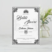 Modern Art Deco Peacock Zwart Wit Vrijgezellenfees Kaart (Staand voorkant)