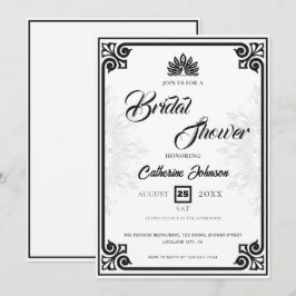 Modern Art Deco Peacock Zwart Wit Vrijgezellenfees Kaart