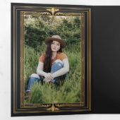 Modern Art Deco Photo Afstuderen Drieluik Uitnodiging (Binnenzijde eerst)