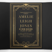 Modern Art Deco Photo Afstuderen Drieluik Uitnodiging (Binnenkant midden)