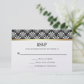 Modern Art Deco | RSVP van het zwarte en witte huw (Staand voorkant)