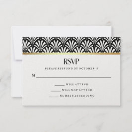 Modern Art Deco | RSVP van het zwarte en witte huw Kaartje