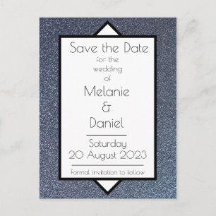 Modern Art Deco Silver Giltter Save the Day Briefkaart