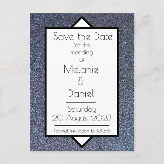 Modern Art Deco Silver Giltter Save the Day Briefkaart (Voorkant)