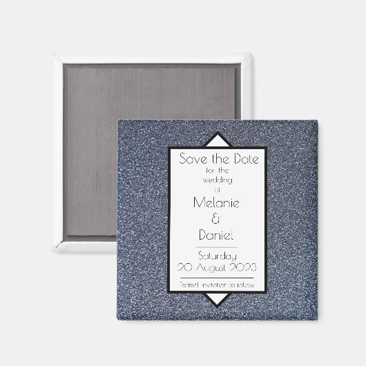 Modern Art Deco Silver Giltter Save the Day Magneet (Voorkant / Achterkant)