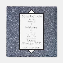 Modern Art Deco Silver Giltter Save the Day Magneet