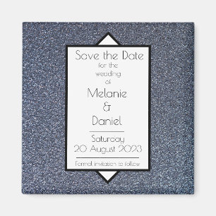 Modern Art Deco Silver Giltter Save the Day Magneet