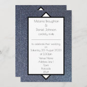 Modern Art Deco Silver Glitter Wedding Uitnodiging (Voorkant / Achterkant)