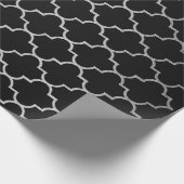 Modern Art Deco Silver Grey Black Geometric Vip Cadeaupapier (Hoek)