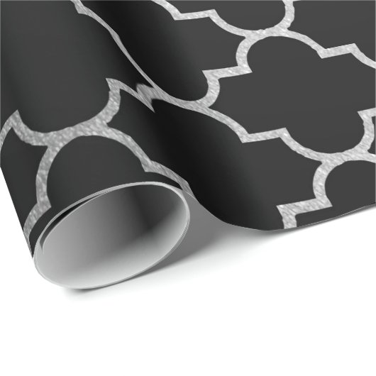 Modern Art Deco Silver Grey Black Geometric Vip Cadeaupapier (Rol Hoek)